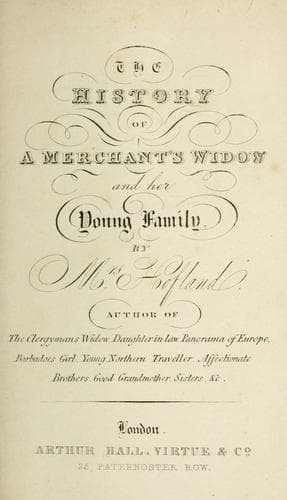 Cover of The history of a clergyman's widow and her young family