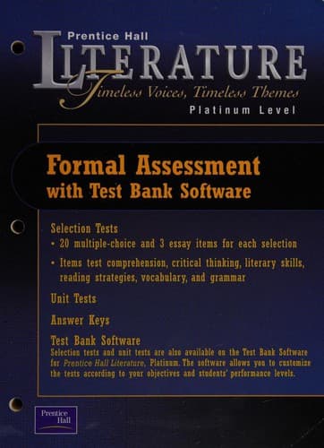 Cover of Prentice Hall Literature--Timeless Voices, Timeless Themes--Formal Assessment--Platinum