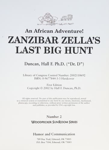 Cover of Zanzibar Zella's last big hunt