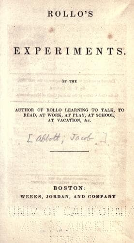 Cover of Rollo's experiments