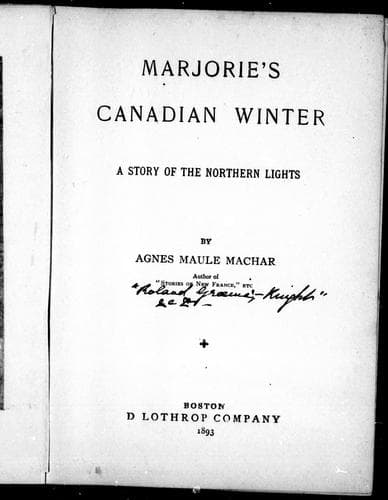 Cover of Marjorie's Canadian winter