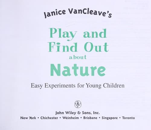 Cover of Janice Van Cleave's play and find out about nature