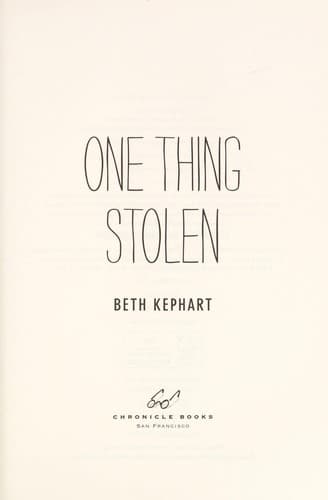 Cover of One thing stolen