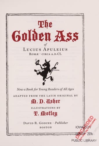 Cover of The golden ass of Lucius Apuleius