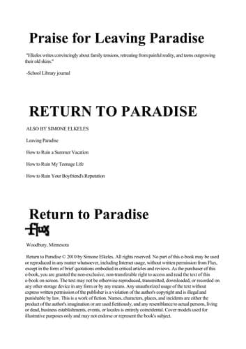 Cover of Return to Paradise